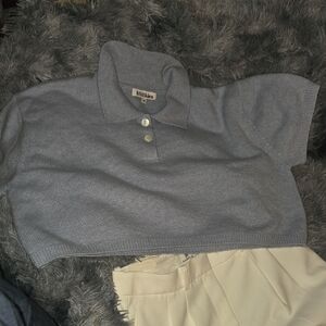 Frankie's Bikinis Light Gray V-Neck Sweater